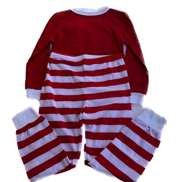 Coral Bee Pajama Set Unisex Red White Long Sleeve Long Striped PJs Sz 4 - Picture 2 of 12